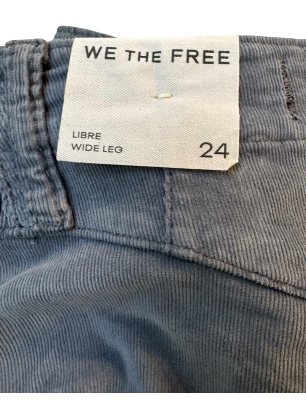 We The Free Libre Wide Leg Corduroy Pants Grey Blue High Rise Size 24 NWT - Picture 4 of 6